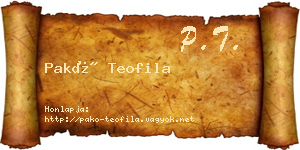 Pakó Teofila névjegykártya